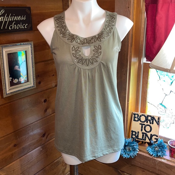 Private Boutique label tank style top key hole sexy front bling detail BEAUTIFUL - Picture 4 of 11